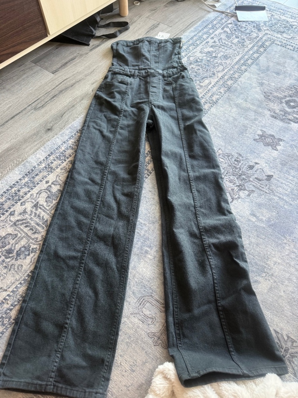 Zara Black Denim Jumpsuit